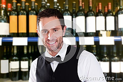 Happy male bartender Stock Photo