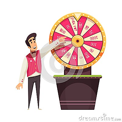 Cartoon Casino Croupier Vector Illustration