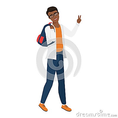 Happy male student character Vector Illustration