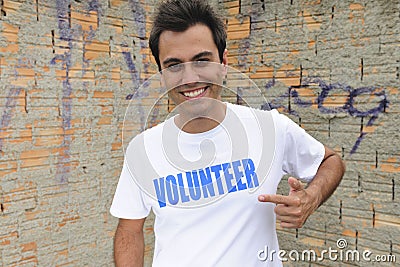 Happy male volunteer Stock Photo