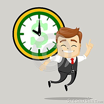 Happy male at the work.. Business Motivation Leadership. Vector Illustration