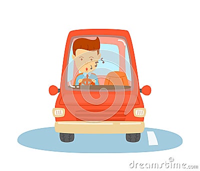 Happy man driving Vector Illustration