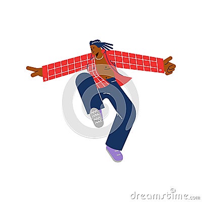Happy man freerunning, parkour concept - flat vector illustration isolated on white background. Vector Illustration