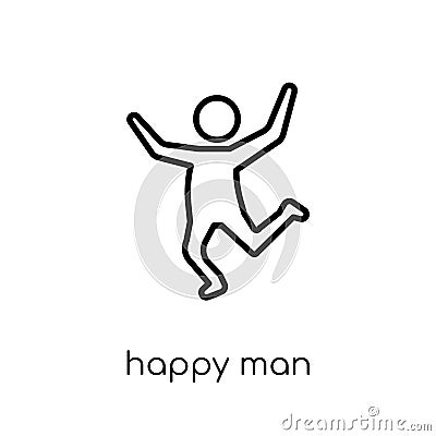 Happy man icon. Trendy modern flat linear vector Happy man icon Vector Illustration