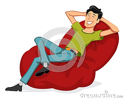 Happy Man Relax Vector Illustration