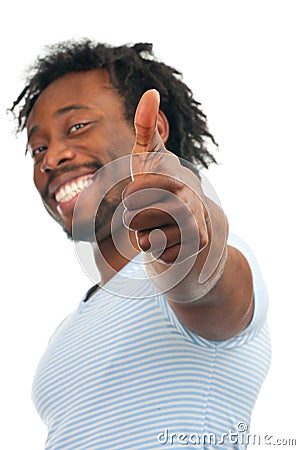 Happy man showing thumb up Stock Photo
