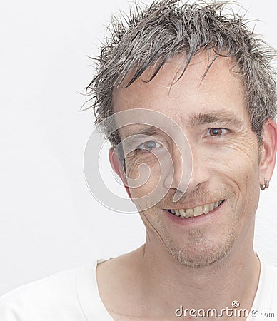 Happy man with styled hair Stock Photo