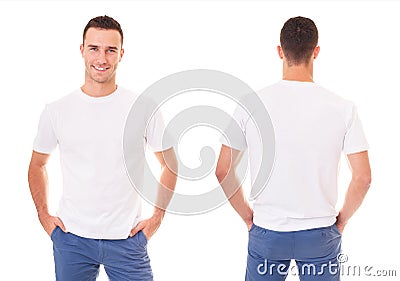 Happy man in white t-shirt Stock Photo