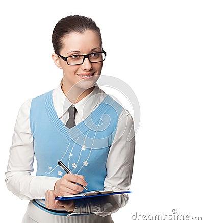 Happy manager looking right Stock Photo