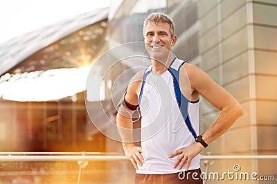 Happy Mature Male Jogger Stock Photo