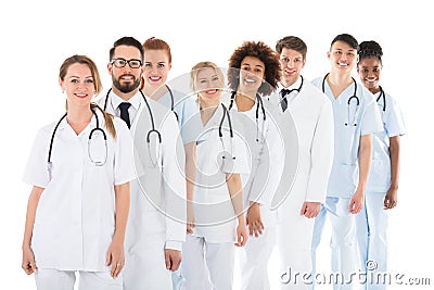 Happy Medical Team With Stethoscope Stock Photo