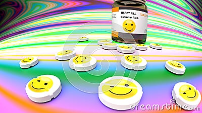 Happy medicine for sadness and nostalgia, psychedelic trippy background in rainbow colors Stock Photo