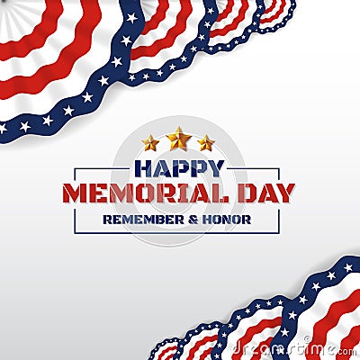 Happy Memorial Day Background Design With USA Circle Flag Vector Illustration