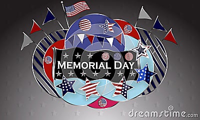 Happy Memorial Day background template. Stars and American flag. Patriotic banner. Vector illustration. Vector Illustration