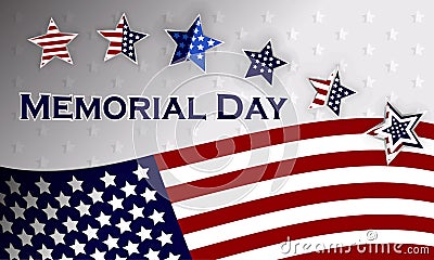 Happy Memorial Day background template. Stars and American flag. Patriotic banner. Vector illustration. Vector Illustration