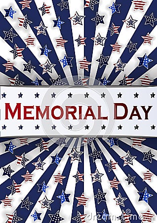 Happy Memorial Day background template. Stars and American flag. Patriotic banner. Vector illustration. Vector Illustration