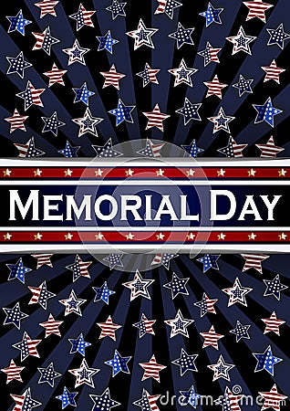 Happy Memorial Day background template. Stars and American flag. Patriotic banner. Vector illustration. Vector Illustration