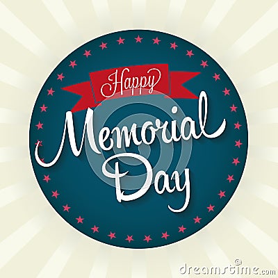 Happy Memorial Day Badge Vector Illustration