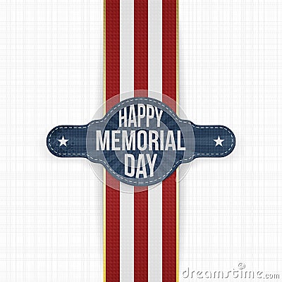 Happy Memorial Day greeting Banner and Ribbon Vector Illustration