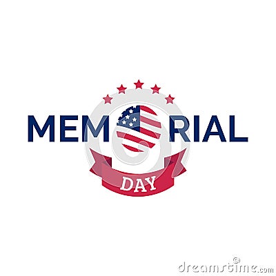 Happy Memorial Day handwritten phrase in vector. National american holiday illustration with USA flag. Festive poster. Vector Illustration