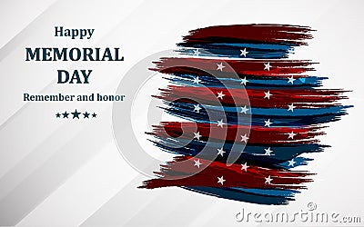 Happy memorial day. Poster or banner of happy veterans day with u.s.a flag background. Vector Illustration. Vector Illustration