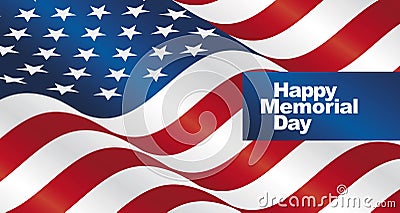 Happy Memorial Day USA flag landscape greeting card Stock Photo