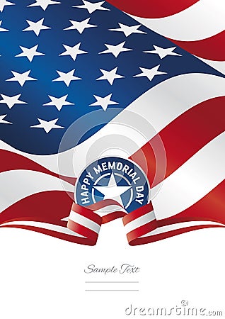 Happy Memorial Day USA flag red white ribbon background Stock Photo