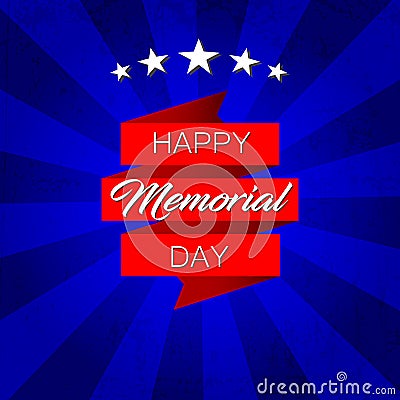 Happy Memorial Day! vector illustration on blue background Cartoon Illustration