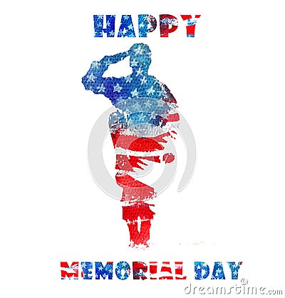 Happy Memorial Day. Watercolor Hand Drawn illustration. Cartoon Illustration