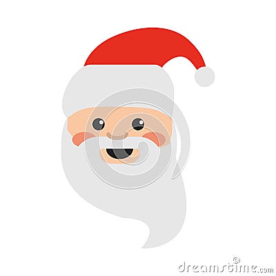 Happy merry christmas, cute santa claus face cartoon, celebration festive flat icon style Vector Illustration