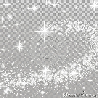 Happy merry Christmas shooting star transparent layout Vector Illustration