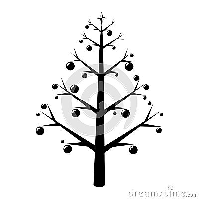 Happy merry christmas tree card Vector Illustration