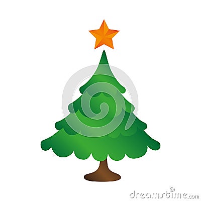 Happy merry christmas tree card Vector Illustration