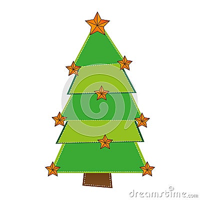 Happy merry christmas tree card Vector Illustration