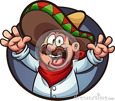 Happy Mexican man with arms up Vector Illustration