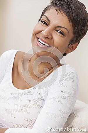 Happy Middle Aged African American Woman With Perfect Teeth Stock Photo