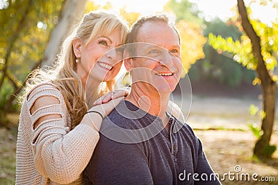 Blonde Middle Aged Caucasian Couple Portrait Outdoors Stock Photo