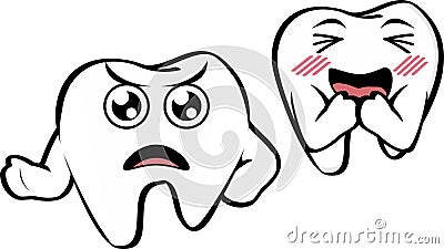 Happy molar tooth cartoon kawaii expressions Vector Illustration