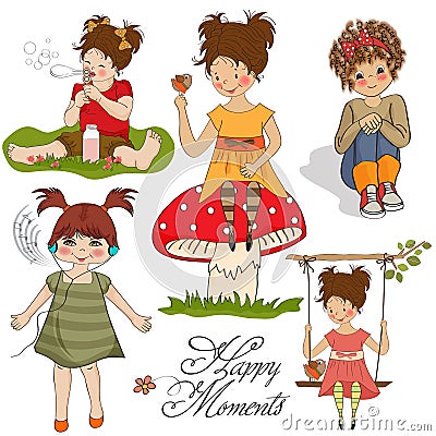 Happy moments items collection Vector Illustration