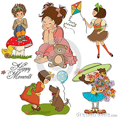 Happy moments items collection Vector Illustration