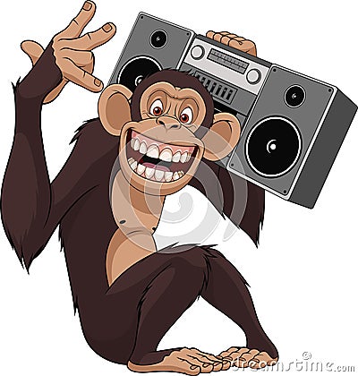 Happy monkey recorder Vector Illustration