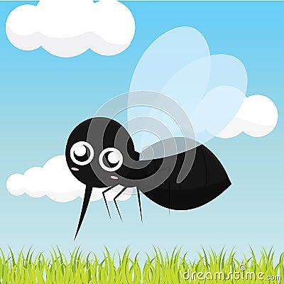 Happy mosquito cartoon Vector Illustration