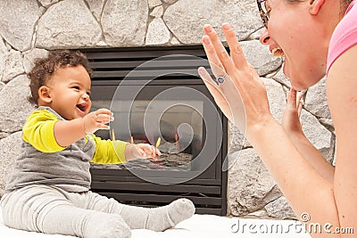 Happy Mother Child Warm Home Stock Photo