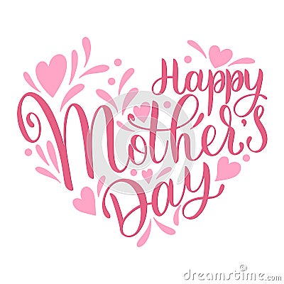 Happy mother Day lettering Vector Illustration