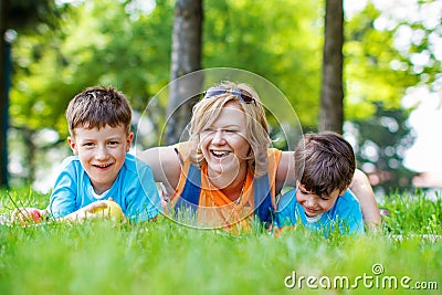 Happy mother with kids Stock Photo