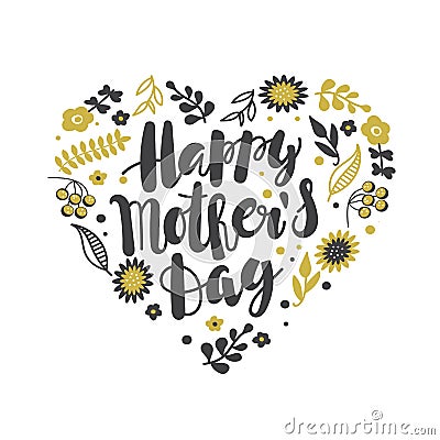 Happy Mother`s Day Calligraphy Background Vector Illustration