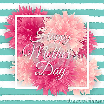 Happy Mother s Day Cute Background with Flowers. Vector Illustra Vector Illustration