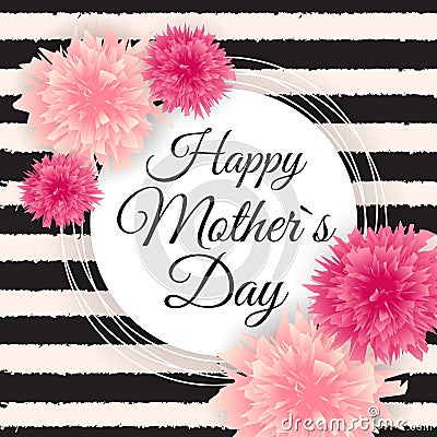 Happy Mother s Day Cute Background with Flowers. Vector Illustra Vector Illustration