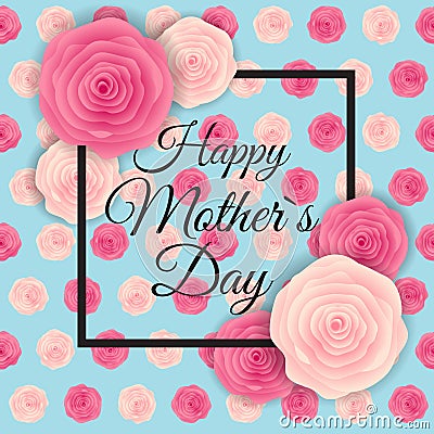 Happy Mother s Day Cute Background with Flowers. Vector Illustra Vector Illustration