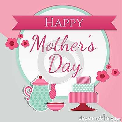 Happy Mother`s Day cute greeting card Vector Illustration